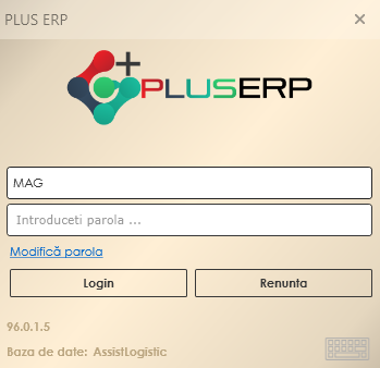 PLUS ERP - Ecran autentificare